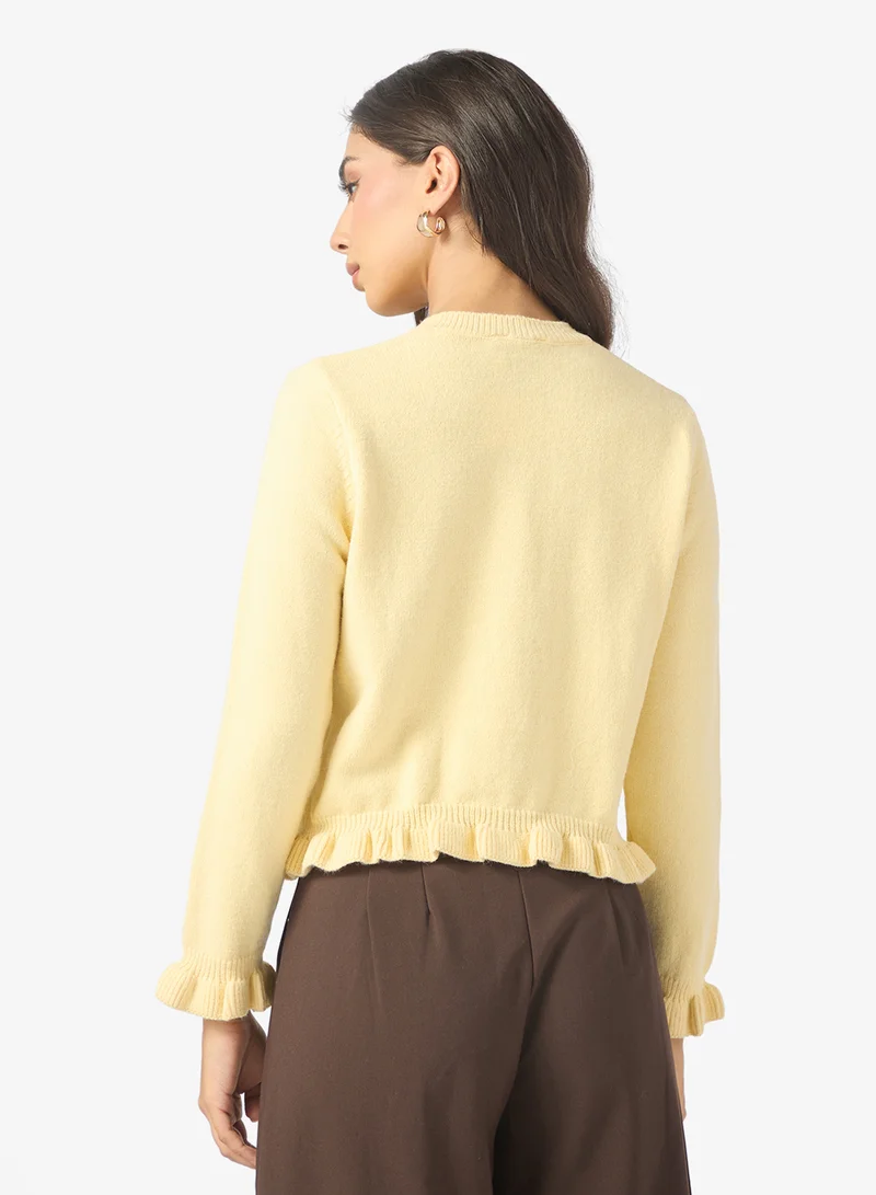 ELLA Cardigan With Baby Ruffled Hem