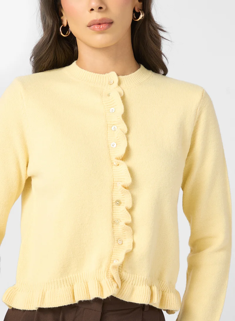 ELLA Cardigan With Baby Ruffled Hem