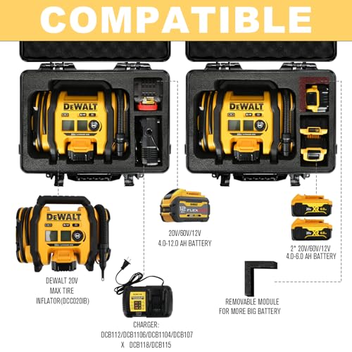 LOTOCASE Air Compressor Hard Case Compatible with DEWALT 20V MAX Tire Inflator DCC020IB, Air Pump Storage Carrying Bag for DEWALT DCC020IB Tools, with Pocket for Battery Pack and Charging （ CASE ONLY) - Image 2