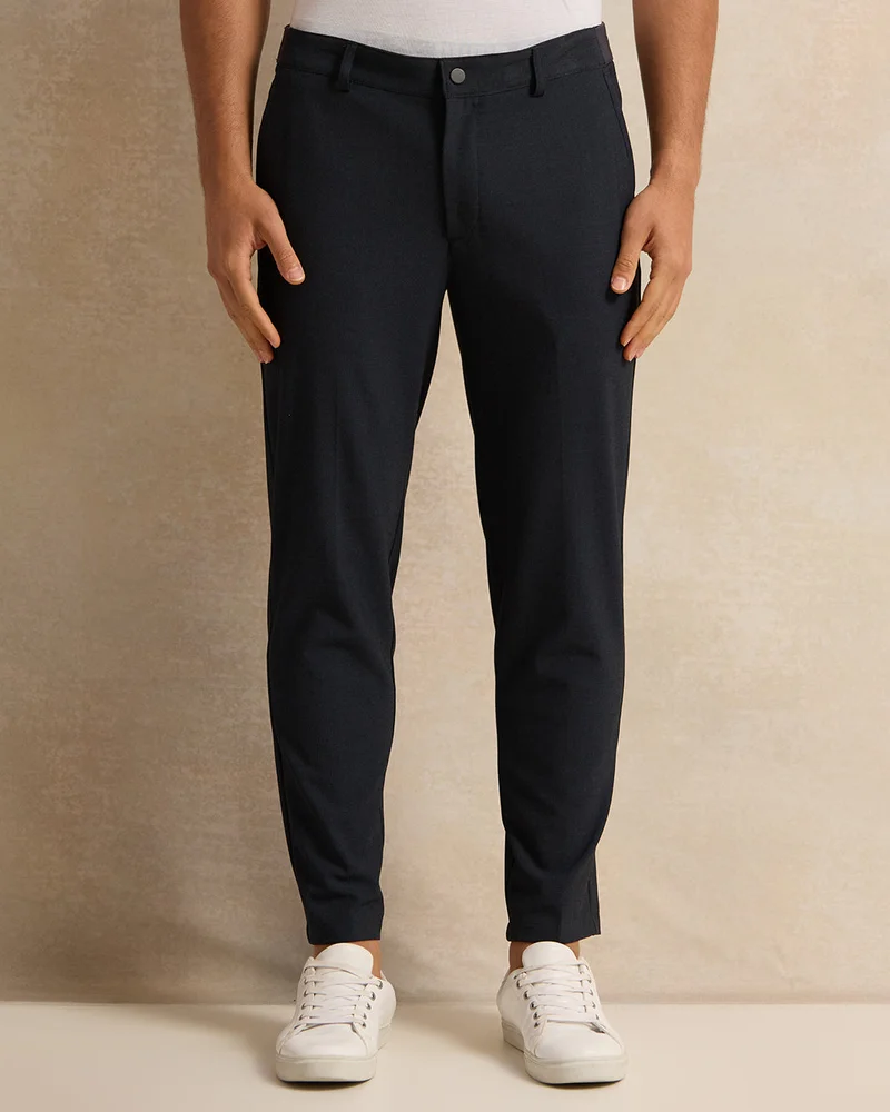 REDTAG Men Navy Plain Formal Trousers