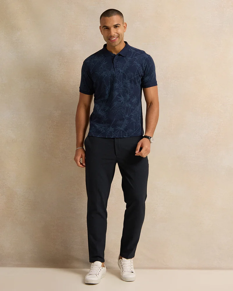 REDTAG Men Navy Plain Formal Trousers