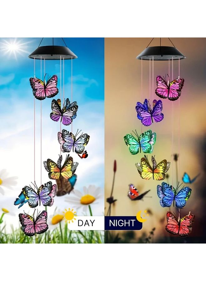 Colorful Solar Butterfly Wind Chime Light With Crystal LED Outdoor Garden Decor - Image 1