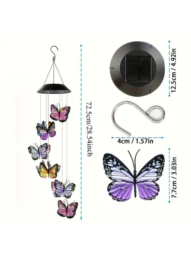 Colorful Solar Butterfly Wind Chime Light With Crystal LED Outdoor Garden Decor - Image 3