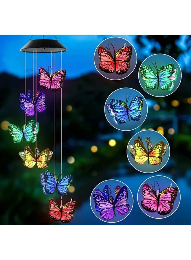 Colorful Solar Butterfly Wind Chime Light With Crystal LED Outdoor Garden Decor - Image 4