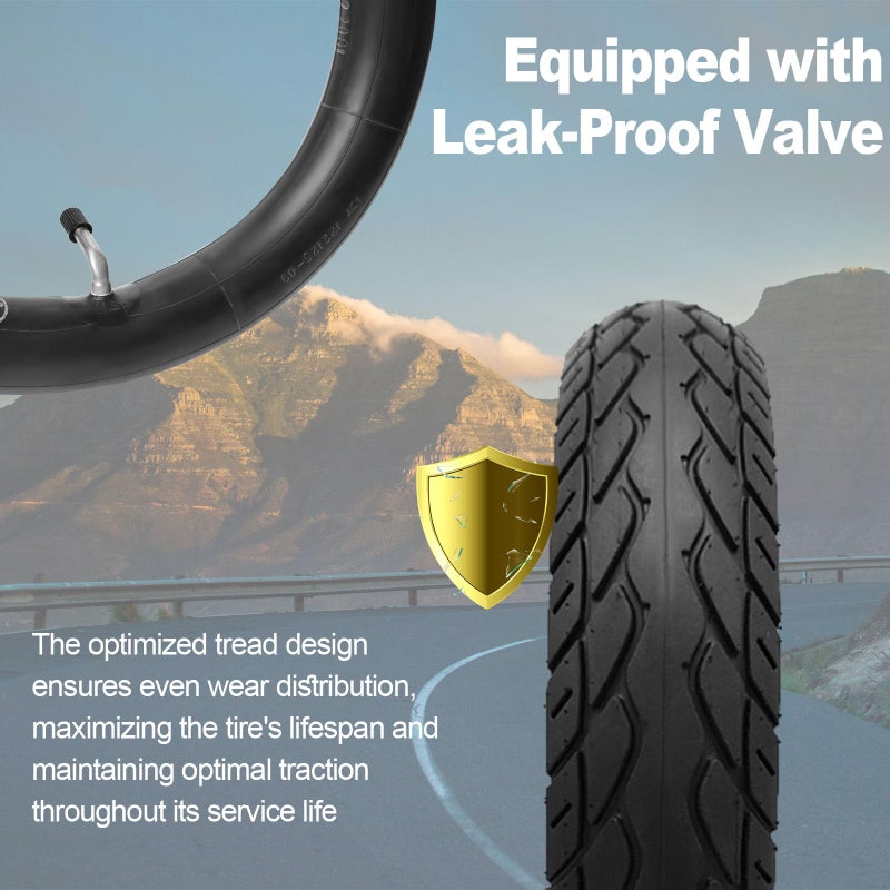 Wadoy 12 1/2 x 2 1/4 (12.5x2.25) Scooter Tire u0026 Inner Tube Set, Heavy Duty Thorn Resistant 12.5'' x 1.75/2.15 Front Wheel Tire with Angled Valve Stem Compatible with BOB Stroller Currie GT Electric Scooters - Image 4