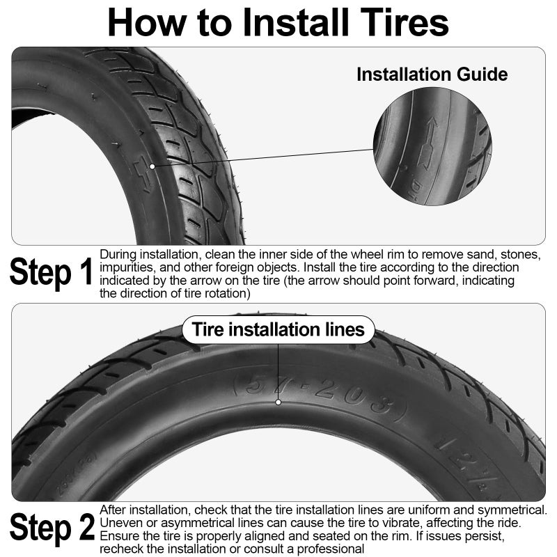 Wadoy 12 1/2 x 2 1/4 (12.5x2.25) Scooter Tire u0026 Inner Tube Set, Heavy Duty Thorn Resistant 12.5'' x 1.75/2.15 Front Wheel Tire with Angled Valve Stem Compatible with BOB Stroller Currie GT Electric Scooters - Image 5