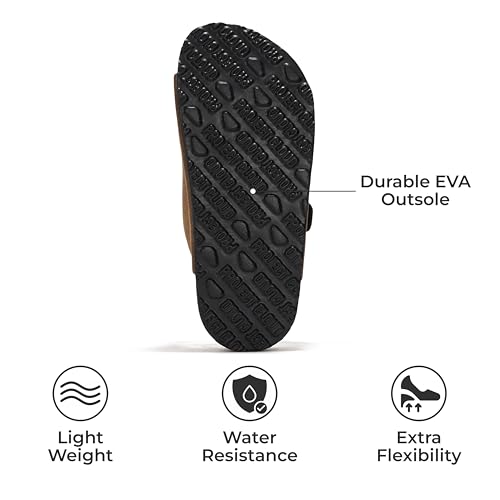 Project Cloud Genuine Leather Slides For Kids - Natural Cork Footbed Summer Sandals Beach Slide Sandals for Girls & Boys - Non-Slip Boys & Girls Sandals (Little Venita, BRWNSUGACT,13) - Image 4