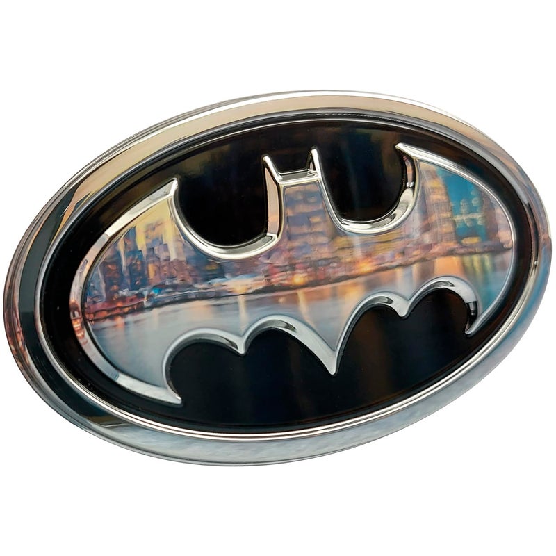 Fan Emblems Batman Car Emblem  1989 Oval Bat Symbol 3D Auto Badge  Color Black and Chrome  Size 376 x 226 x 02 inches  Officially Licensed DC Car Accessories