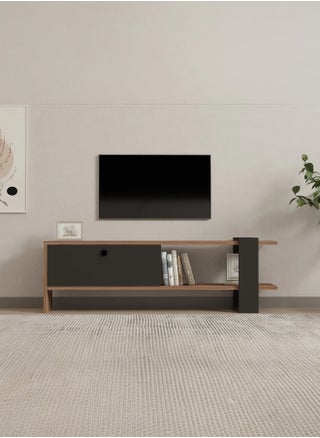 Modern Low-Profile TV Unit with Open Shelves and Sliding Door – Black & Wood - pzsku/Z65EFBE44171546E9F6F3Z/45/1749932583/200bdf24-2d6a-4627-a135-8c74b1e92f44