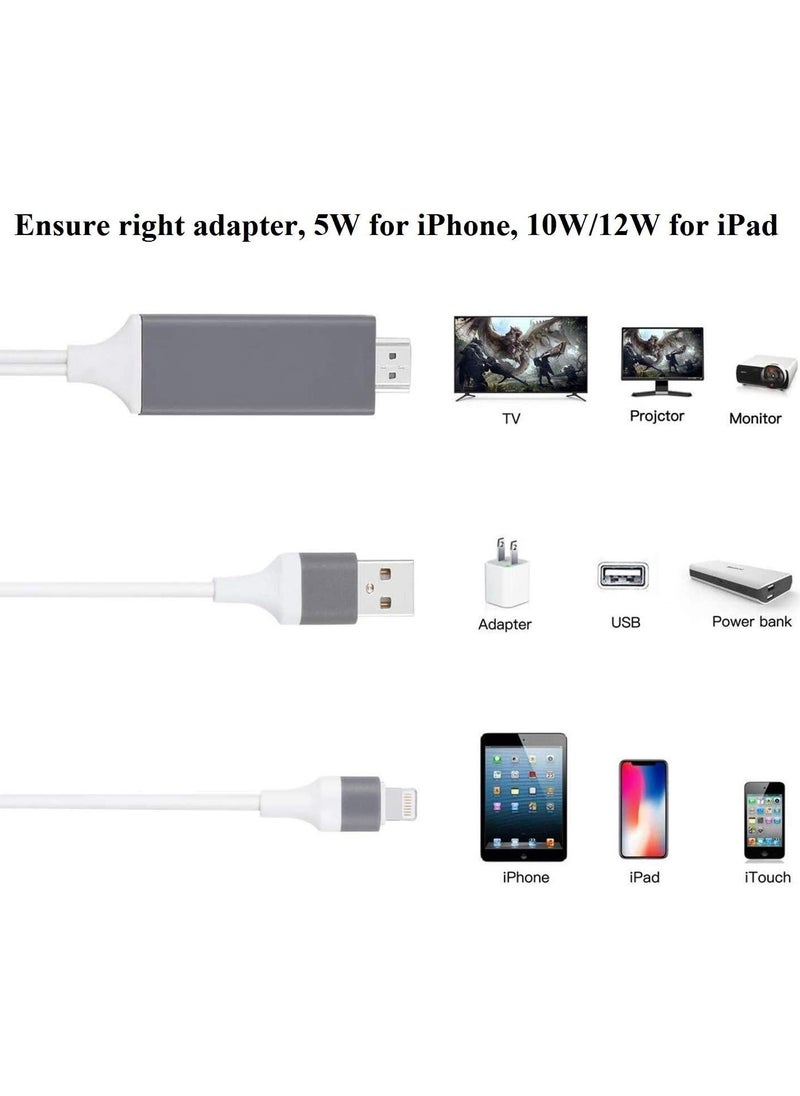 Generic - Lightning to HDMI Cable Adapter Compatible with iPhone iPad, 6.6FT [MFi Certified] Lightning to Digital AV Adapter 1080P HDTV Connector Cable for iPhone iPad to TV Projector Monitor - Image 1