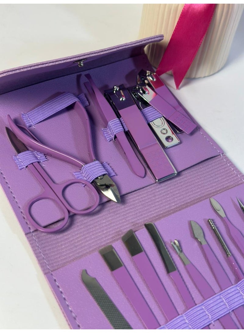 16 Pieces Nail Clipper Set Professional Grooming Kit Manicure and Pedicure Multicolor - Image 3