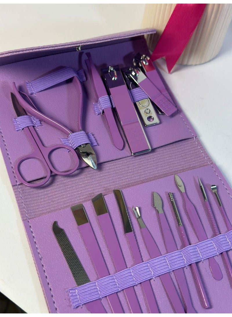 16 Pieces Nail Clipper Set Professional Grooming Kit Manicure and Pedicure Multicolor - Image 4