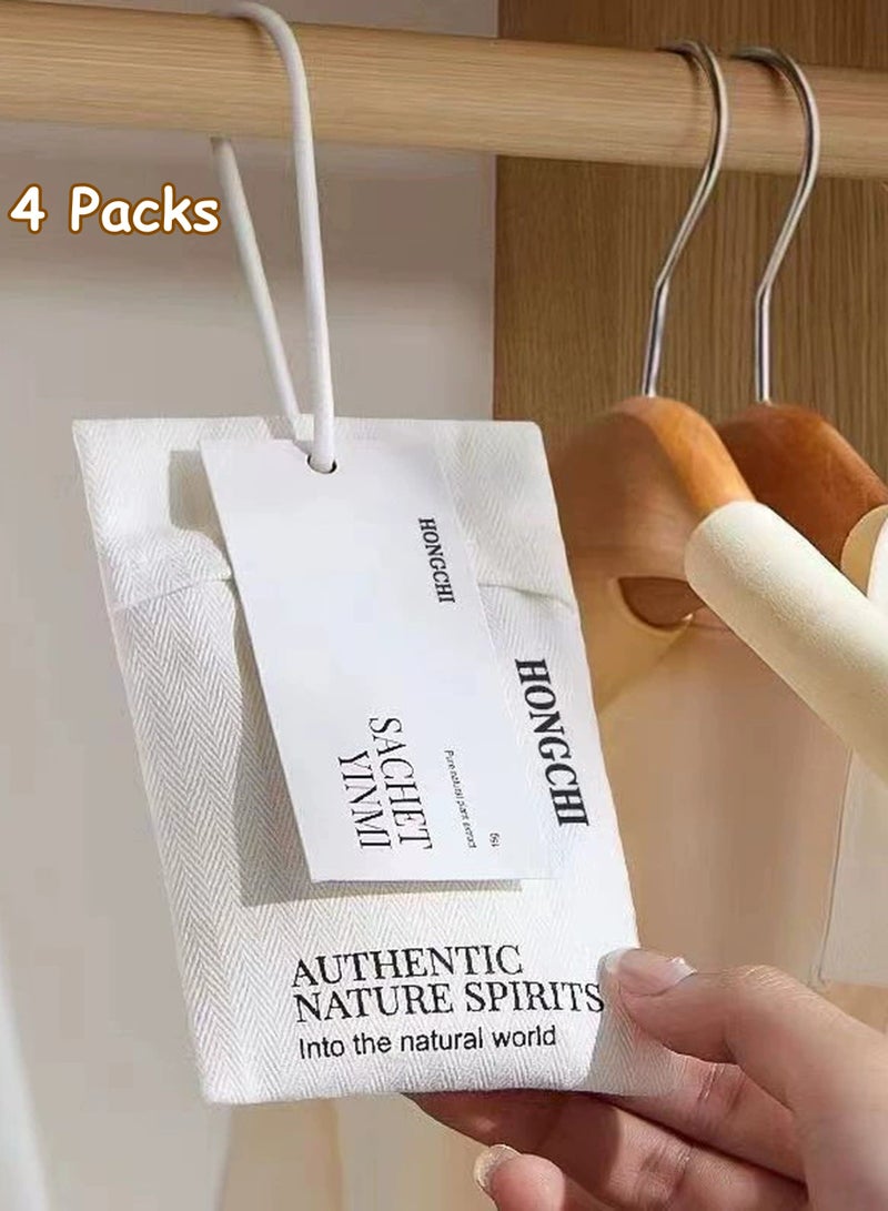 Natural Fragrance Sachets Long Lasting Scent with Hanging Hook for Wardrobe, Bathroom, Car, Aromatherapy Pack of 4 (Jasmine, Rose, Lavender, gardenia) - Image 1