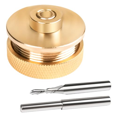 ALOCS 71333 Router Bits Solid Brass Inlay Kit for 1/4 Templates for High RPM Routing, Includes 1/8" Carbide Router Bit/Cutter + 1/4" Shank, Universal Bushing, Retainer Nut, Collar and Alignment Pin - Image 1