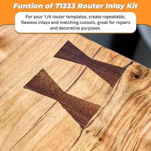 ALOCS 71333 Router Bits Solid Brass Inlay Kit for 1/4 Templates for High RPM Routing, Includes 1/8" Carbide Router Bit/Cutter + 1/4" Shank, Universal Bushing, Retainer Nut, Collar and Alignment Pin - Image 4