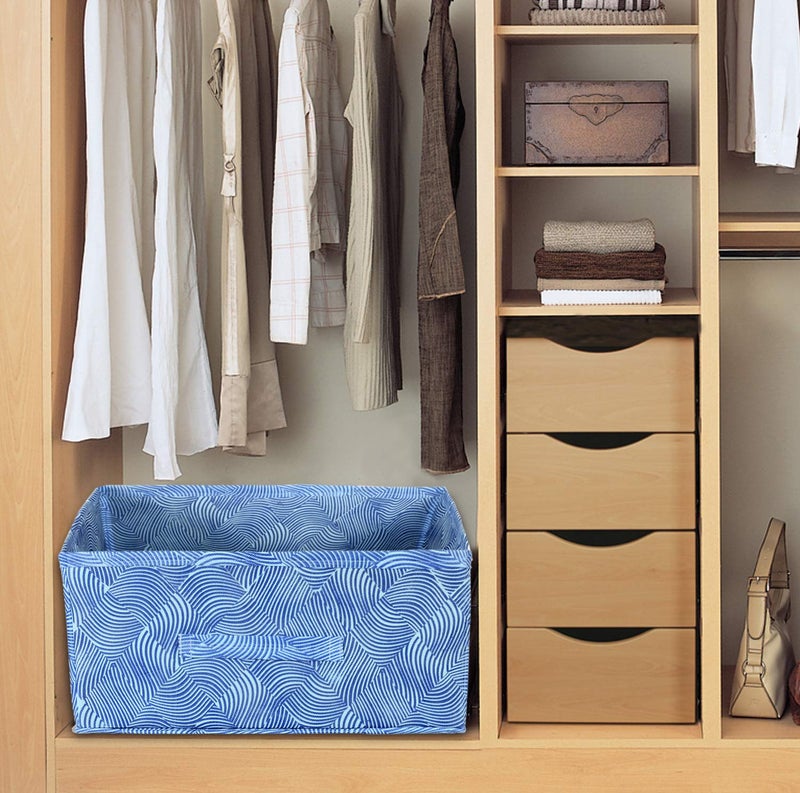 Kuber Industries Laheriya Metalic Print Non Woven Fabric 4Replacement Drawer Storage And Cloth Organizer Unit for Closet Blue BeigeKUBMART16002 - Image 2