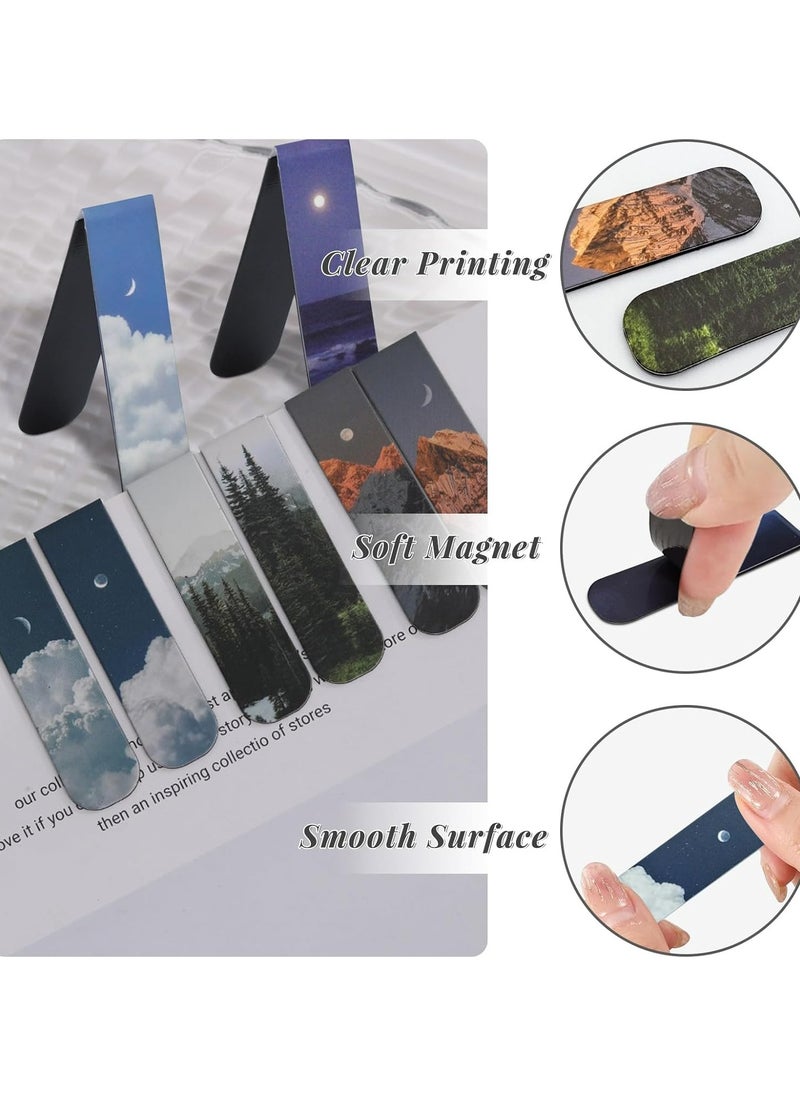 Oasisgalore 12PCS Book Markers, Scenery Magnetic Bookmarks for Women and Men, Magnet Bookmark Clips Book Marks for Reading, Aesthetic Bookmark for Writer Reader Learner  - Image 2