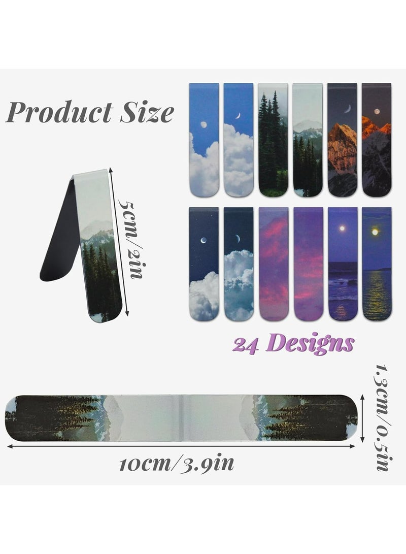 12PCS Book Markers, Scenery Magnetic Bookmarks for Women and Men, Magnet Bookmark Clips Book Marks for Reading, Aesthetic Bookmark for Writer Reader Learner
