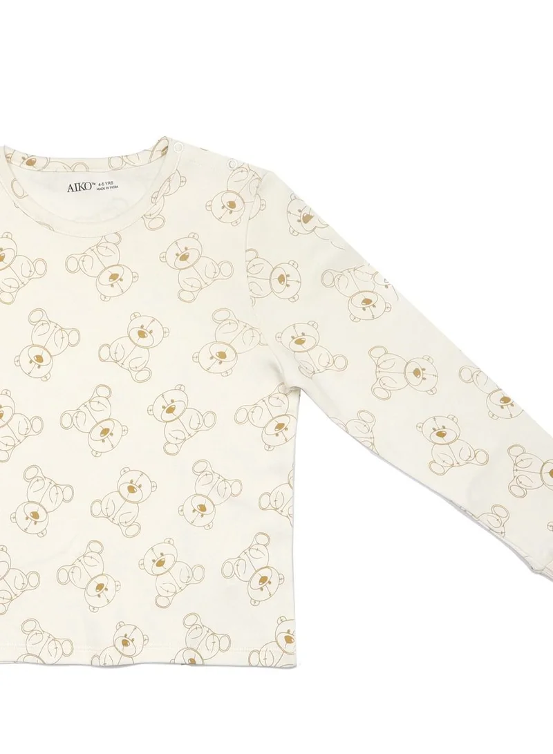 ايكو AIKO - Kids Bear Print Long Two Piece Pyjama Set 7-8Years