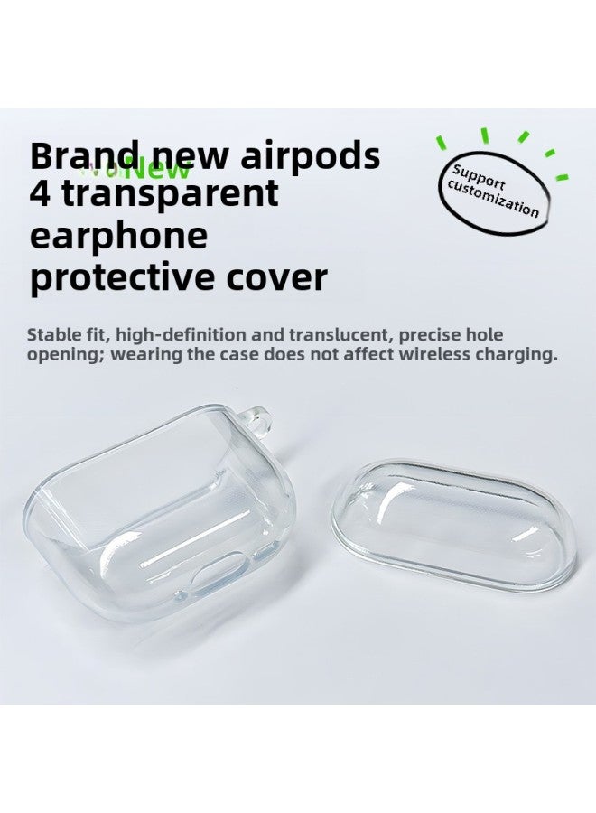 For Apple Headset Airpods4 Wireless Bluetooth Headset Protective Cover TPU Transparent Headset Protective Cover Material-Color:Tpu Soft Shell (bare Shell)-Applicable Models:Naked: Individual Nylon Lanyard