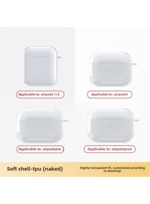 For Apple Headset Airpods4 Wireless Bluetooth Headset Protective Cover TPU Transparent Headset Protective Cover Material-Color:Tpu Soft Shell (bare Shell)-Applicable Models:Naked: Individual Nylon Lanyard