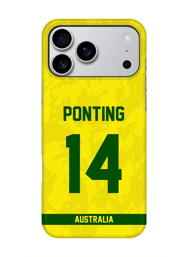 غطاء لهاتف آيفون 17 برو ماكس، [متوافق مع ماغسيف] غطاء مغناطيسي نحيف الحماية غير اللامع، - أستراليا ركي بونتينغ، رقم القميص 14