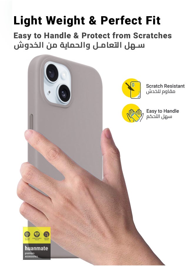 Stylish Silicone Case Cover For Apple iPhone 15 Plus Stone