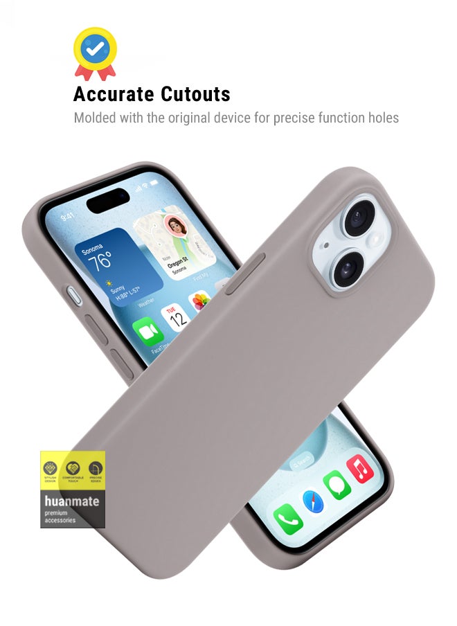 Stylish Silicone Case Cover For Apple iPhone 15 Plus Stone