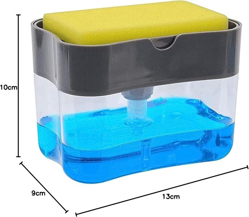SHOWAY Kitchen Dish Soap Dispenser with Sponge Holder, 2 In 1 Sponge Rack Shelf Soap Detergent Dispenser Pump, Large Capacity With Sponge, Random Color - Image 2