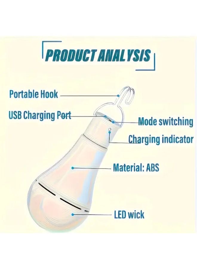 8 قطع مصابيح LED ذكية تعمل بالطاقة الشمسية، إضاءة طوارئ قابلة لإعادة الشحن عبر USB، محمولة مع خطاف للفيضان والحديقة والتخييم - Image 3