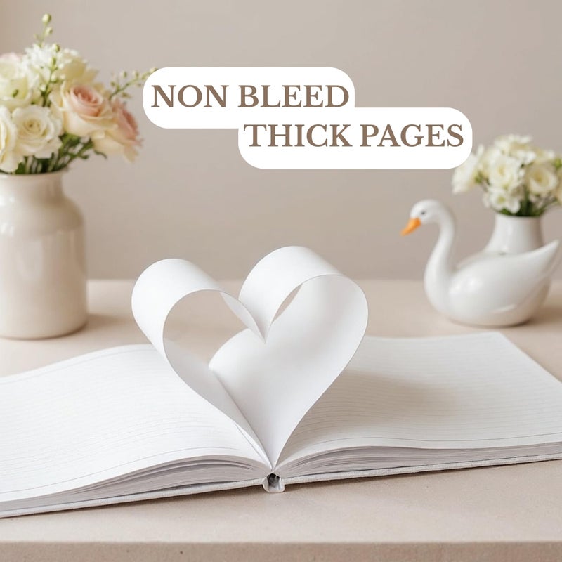 Swanique Wedding Guest Book for Guests to Sign, Elegant Wedding Guestbook Ideas, Sign in Book for Bridal and Baby Shower, Polaroid Guest Book, 100 Thick Lined and Blank Pages for Party, Wedding Books - Image 4
