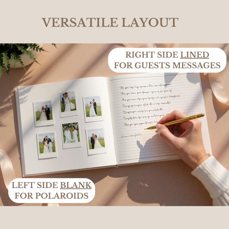 Swanique Wedding Guest Book for Guests to Sign, Elegant Wedding Guestbook Ideas, Sign in Book for Bridal and Baby Shower, Polaroid Guest Book, 100 Thick Lined and Blank Pages for Party, Wedding Books - Image 5