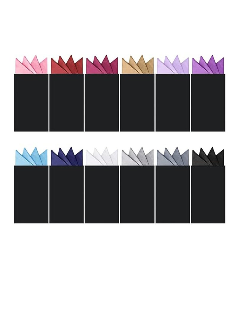 Y&D 12 Pcs Pocket Squares, for Men Prefolded Suit Squares on Card Masculine Polyester Handkerchief Accessories, Made of Quality with Paper Cards, Suitable Most to Wear  - Image 1