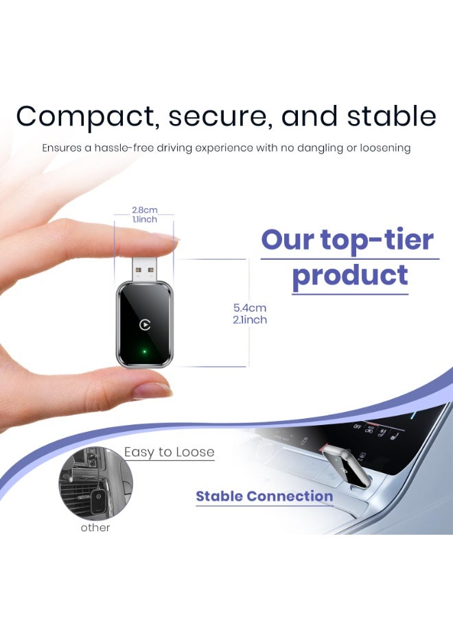 NXT Wireless CarPlay Adapter for iPhone, Convert Wired to Wireless Apple CarPlay Adapter, Mini Size with Extension Cable USB & USB-C/Type-C, Stable Control & No Delay, Black - Image 3