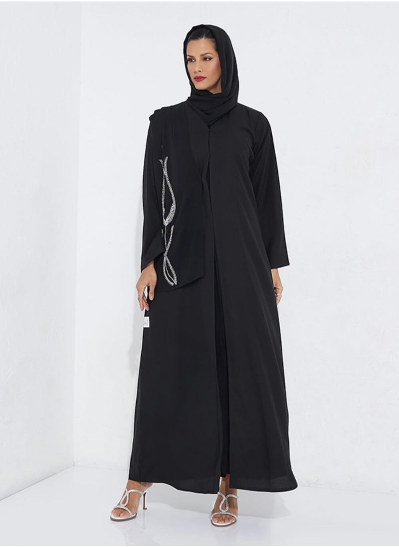 Rosette Abaya - F67 Scarf Design - Image 1