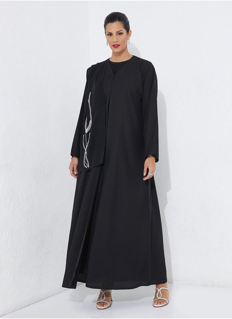 Rosette Abaya - F67 Scarf Design - Image 1