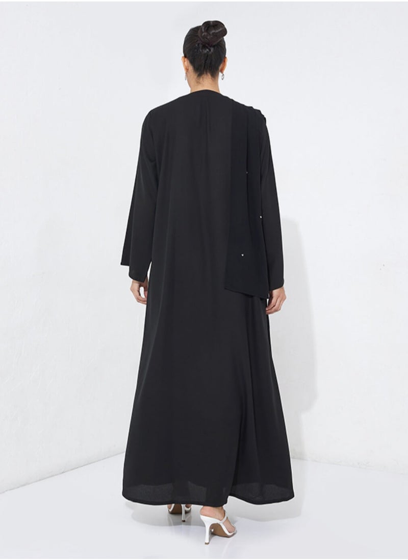 Rosette Abaya - F67 Scarf Design - Image 1