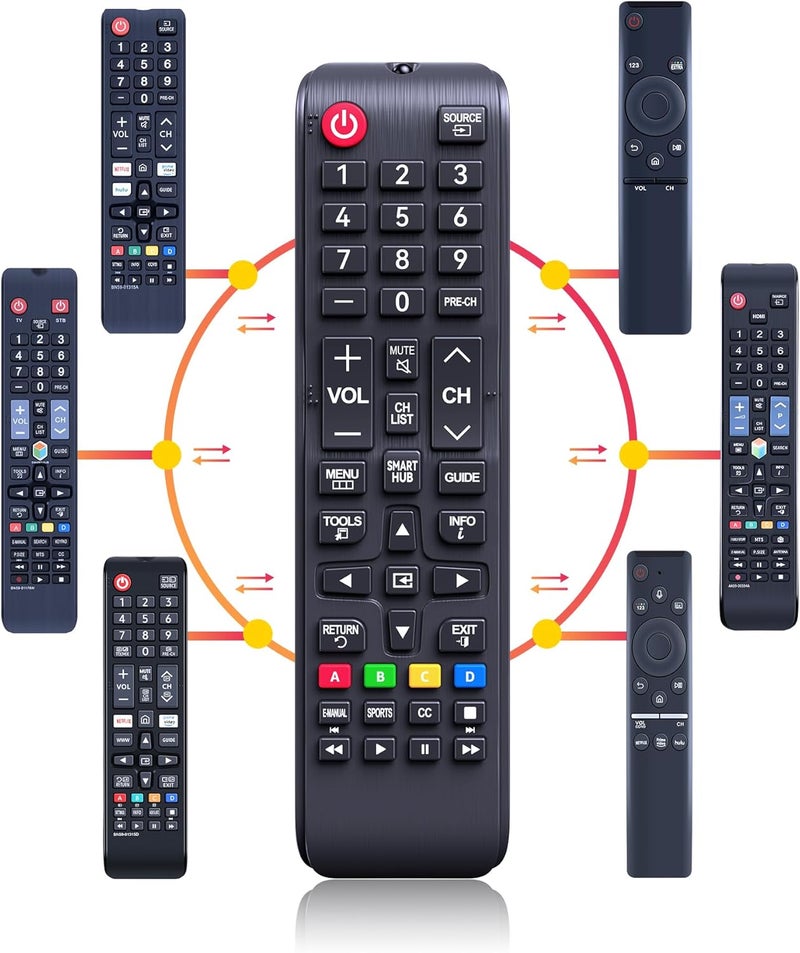 جهاز تحكم عن بعد عالمي لجميع أجهزة تلفزيون سامسونج الذكية من نوع LCD وLED وSUHD وUHD وHDTV و3D بأرقام BN59-01199F وBN59-01315A وBN59-01315B وBN59-01315J وBN59-01315D وBN59-01315N - Image 1