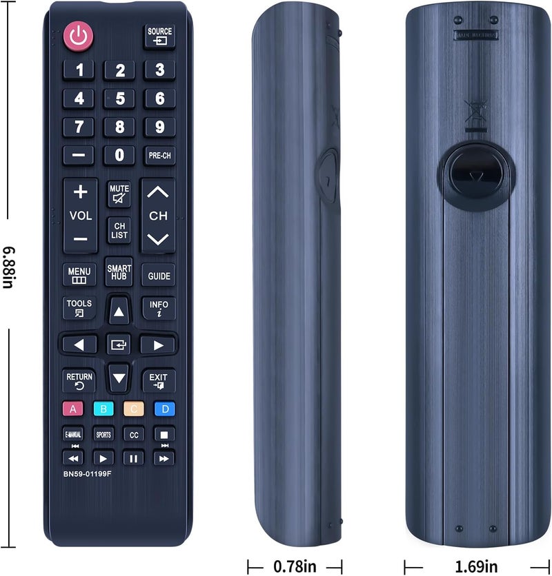 جهاز تحكم عن بعد عالمي لجميع أجهزة تلفزيون سامسونج الذكية من نوع LCD وLED وSUHD وUHD وHDTV و3D بأرقام BN59-01199F وBN59-01315A وBN59-01315B وBN59-01315J وBN59-01315D وBN59-01315N - Image 2