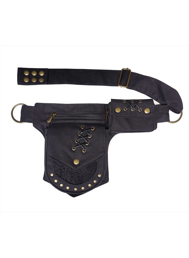 Larswon Renaissance Bag Leg Bag for Women Renaissance Belt Festival Bag Hip Bags for Women Thigh Bag Black - Image 1