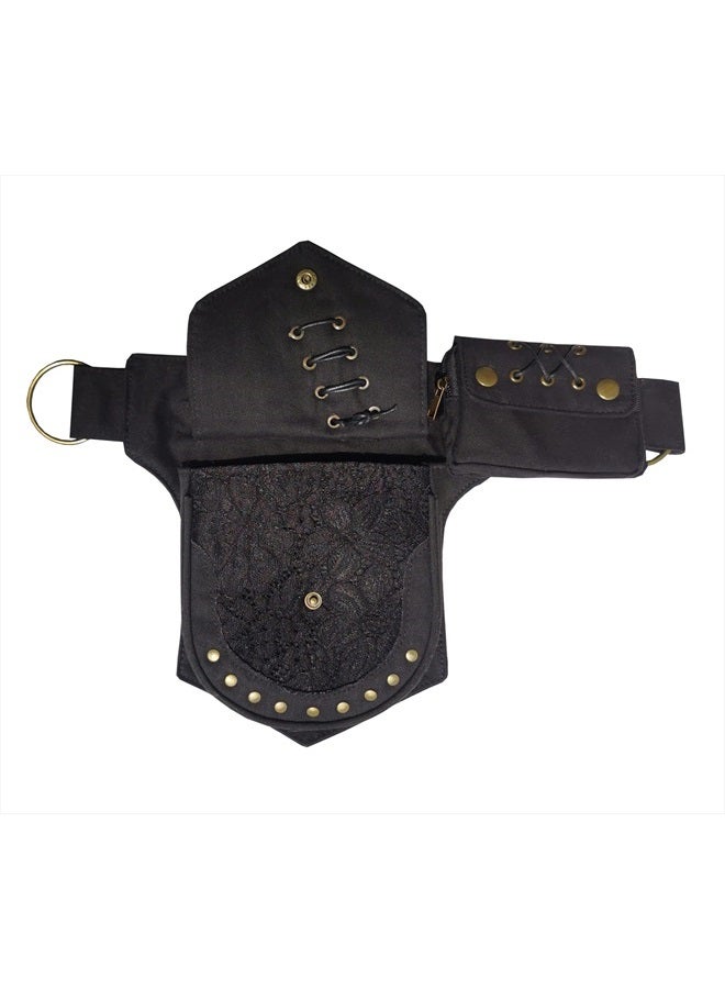 Larswon Renaissance Bag Leg Bag for Women Renaissance Belt Festival Bag Hip Bags for Women Thigh Bag Black - Image 4