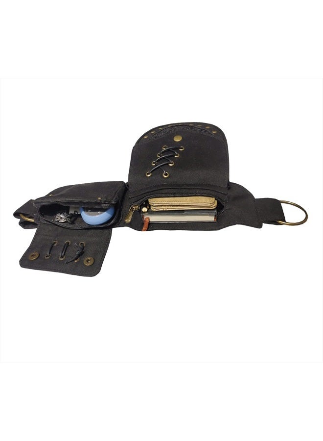 Larswon Renaissance Bag Leg Bag for Women Renaissance Belt Festival Bag Hip Bags for Women Thigh Bag Black - Image 5