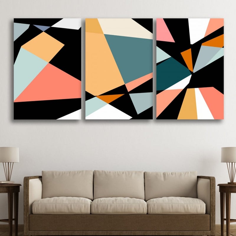 ماركتنا ثلاث لوحات قماشية بتصميم مودرن مع برواز مجوف مقاس (90×40) ثلاث قطع - Image 1