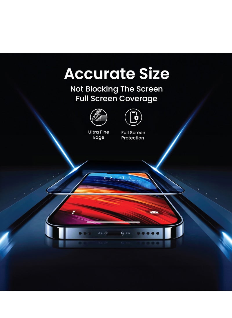 iPhone 15 Pro Max 6.7-inch Screen Protector, Black Edge 9H Tempered Glass with 2.5D Curved Edges, Edge-to-Edge Full Coverage, Scratch Resistant, Anti-Fingerprint Coating, Ultra HD Clarity, Comes with Alignment Tray for Easy Installation, Bubble-Free, High Touch Response, Case Compatible Design