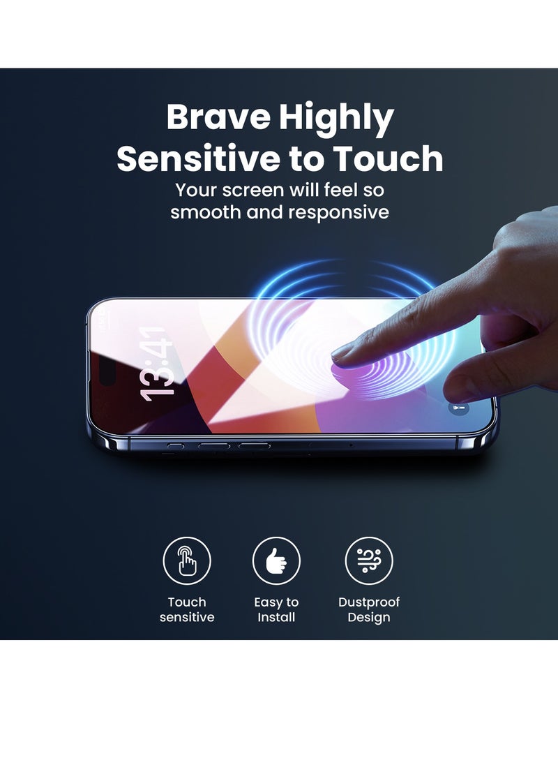 iPhone 15 Pro Max 6.7-inch Screen Protector, Black Edge 9H Tempered Glass with 2.5D Curved Edges, Edge-to-Edge Full Coverage, Scratch Resistant, Anti-Fingerprint Coating, Ultra HD Clarity, Comes with Alignment Tray for Easy Installation, Bubble-Free, High Touch Response, Case Compatible Design