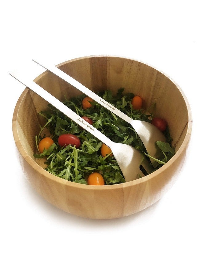Jean-Patrique Large Wooden Salad Bowl Set - 10 Inch Salad Bowl With Serving Utensils - Brown Wooden Fruit Bowl - Salad Mixing Bowl With Spoon And Fork - Wood Bowl For Pasta, Cereal, Corn Flakes - Image 1
