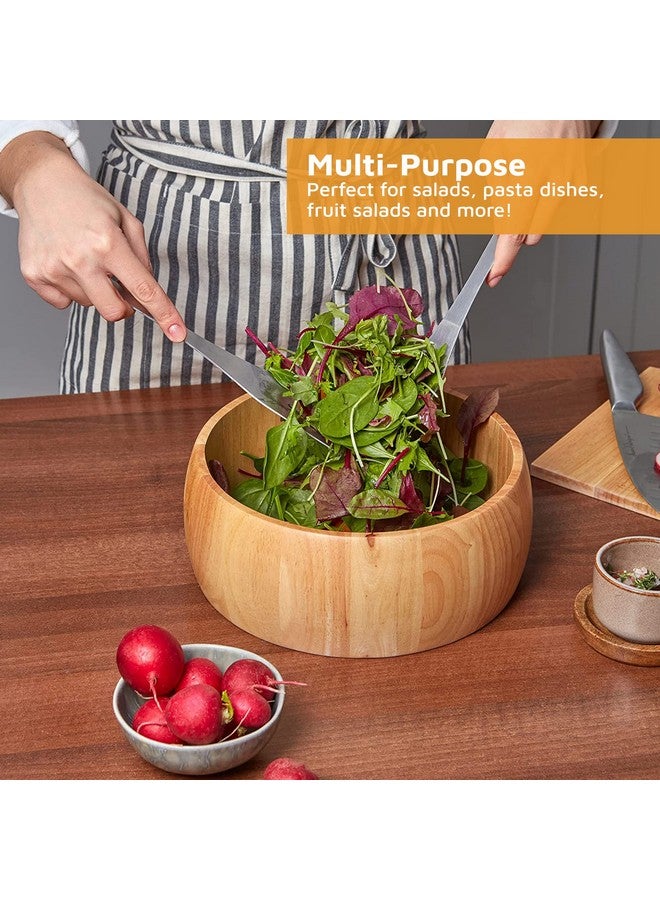 Jean-Patrique Large Wooden Salad Bowl Set - 10 Inch Salad Bowl With Serving Utensils - Brown Wooden Fruit Bowl - Salad Mixing Bowl With Spoon And Fork - Wood Bowl For Pasta, Cereal, Corn Flakes - Image 3