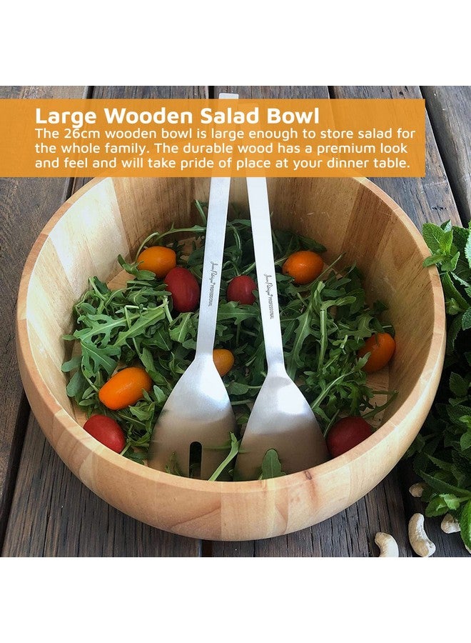 Jean-Patrique Large Wooden Salad Bowl Set - 10 Inch Salad Bowl With Serving Utensils - Brown Wooden Fruit Bowl - Salad Mixing Bowl With Spoon And Fork - Wood Bowl For Pasta, Cereal, Corn Flakes - Image 4