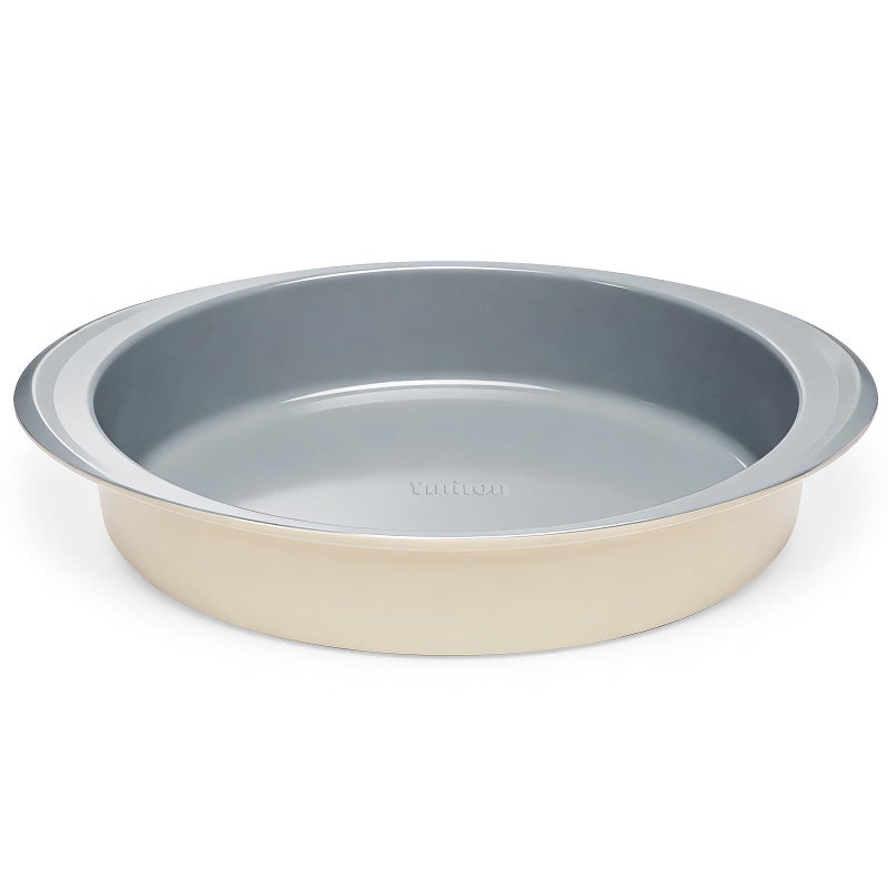 Ymiton 9 Inch Nonstick Round Cake Pan with Handle Ceramic Coating PFOA PFAS PTFE Free Aluminized Steel Oven Safe 550F Dishwasher Safe For Layer Cakes Cheesecakes and Brownies Sunshine Cream - Image 2