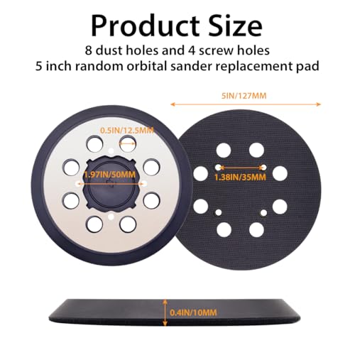 SHUTTLE GENIUS Orbital Sander Pads Replacement for Dewalt Sander, 4 Pack 5" 8 Hole Hook and Loop Metal Sander Pad for DeWalt DWE64233 & N329079 Compatible with DWE6423/6423K, DWE6421/6421K, DWE6421-B2, DWE6421-BR - Image 2
